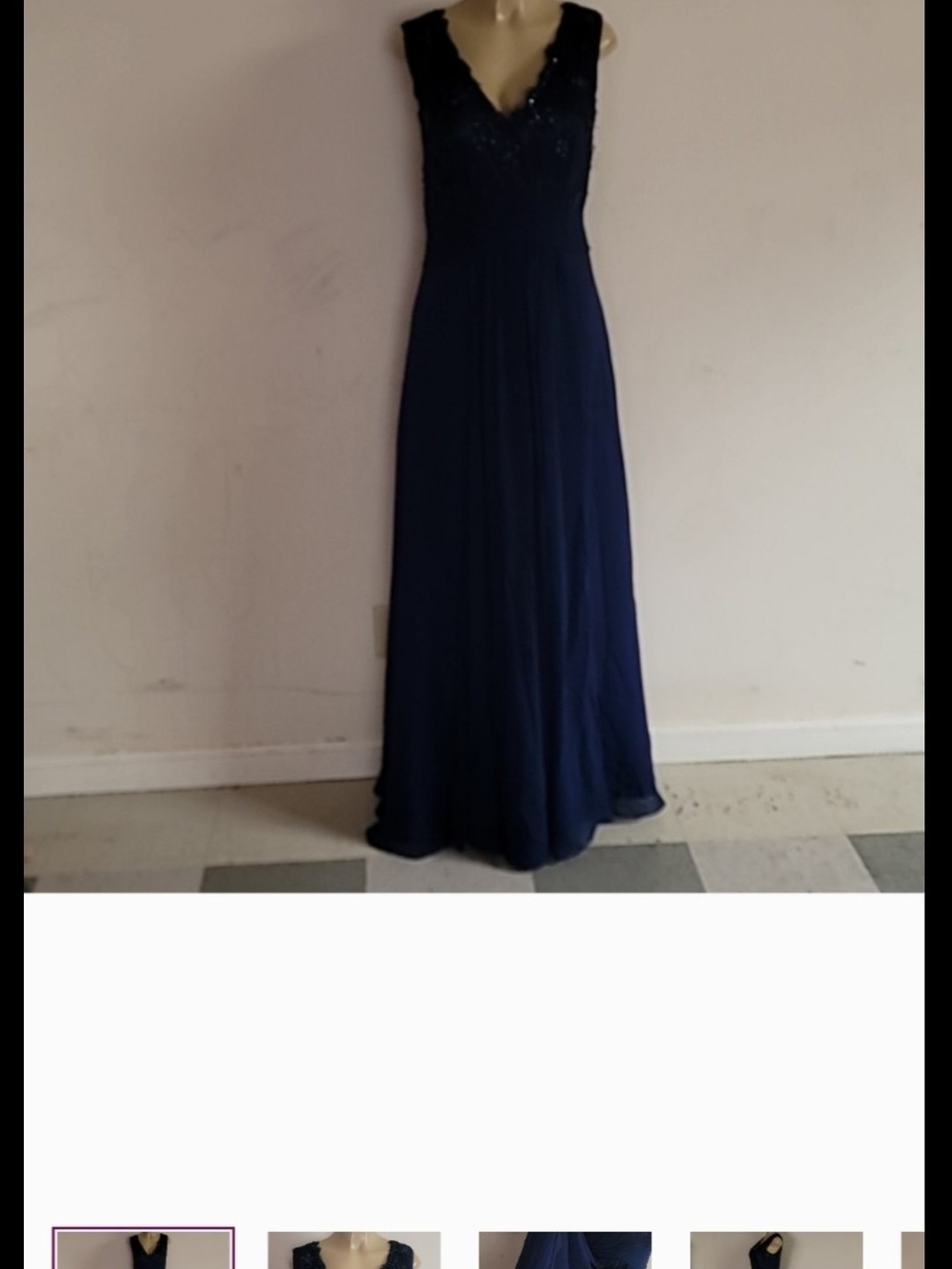 Navy Lace-Detail Maxi Dress